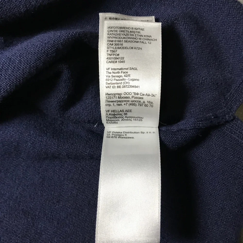 The North Face Mens Navy Blue Cotton Wool Blend Quarter Zip Sweater XL HJ108297 - Picture 11 of 12